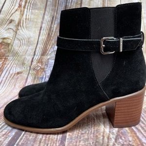 Gianni Bini Helton Black Suede Buckle Block Heel Booties Ankle Boots Size 7 Shoe